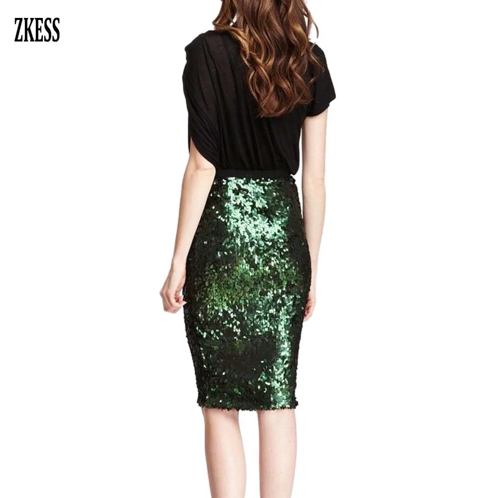 Green-Glitter-Me-Crushed-Sequin-Pencil-Skirt-LC65148-9-2