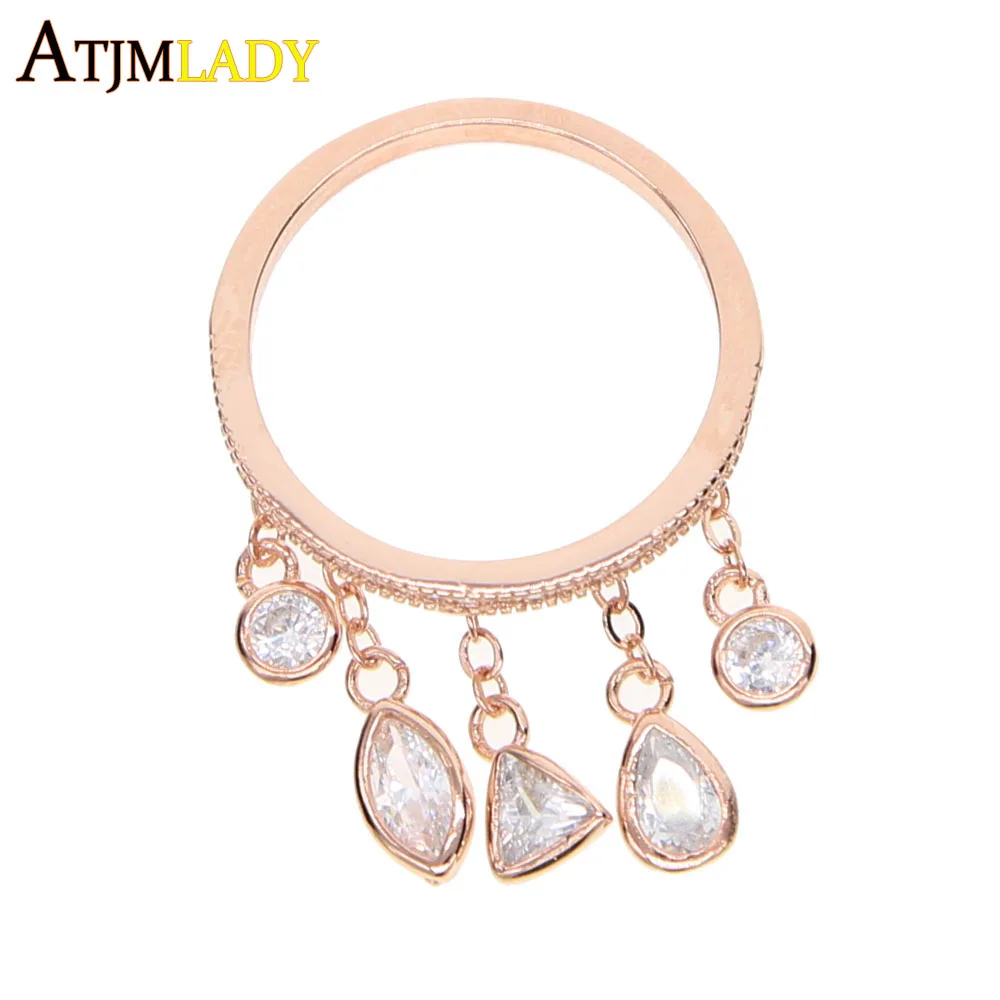 

Top Fashion AAA cubic zirconia micro pave setting Drops square shaped midi pendant ring pinky finger ring jewelry accessories