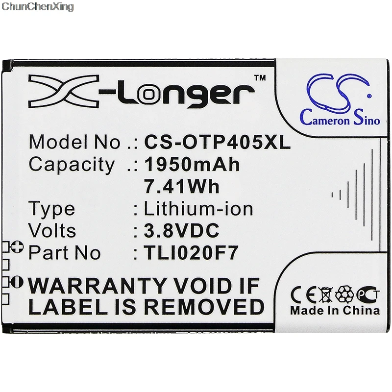 Аккумулятор Cameron Sino 1950mAh TLI020F7 для Alcatel One Touch 4 5 0 Pixi (5) OT 5045 5045A 5045D 5045J 5045T|Аккумуляторы