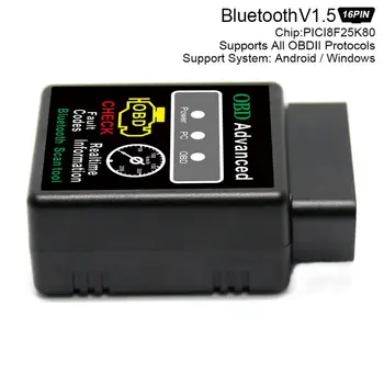 

Universal Car Bluetooth Scanner V1.5 PICI8F25K80 9V-16V Wireless Auto Interface Code Readers Diagnostic Tool OBDII Protocols