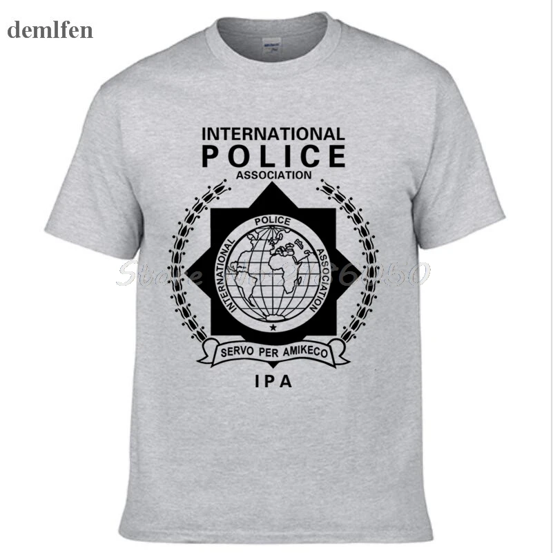 Мужская футболка с логотипом Интерпола, Международная полицейская футболка, новинка, мужские хлопковые футболки с коротким рукавом, топы