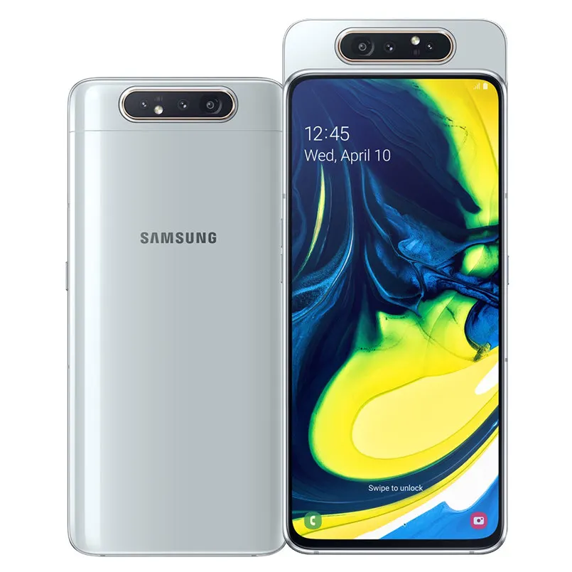 Смартфон samsung Galaxy A80 4G 6," infinity Snapdragon 730G Octa Core 8 Гб 128 ГБ вращающаяся камера 48мп - Цвет: Серебристый