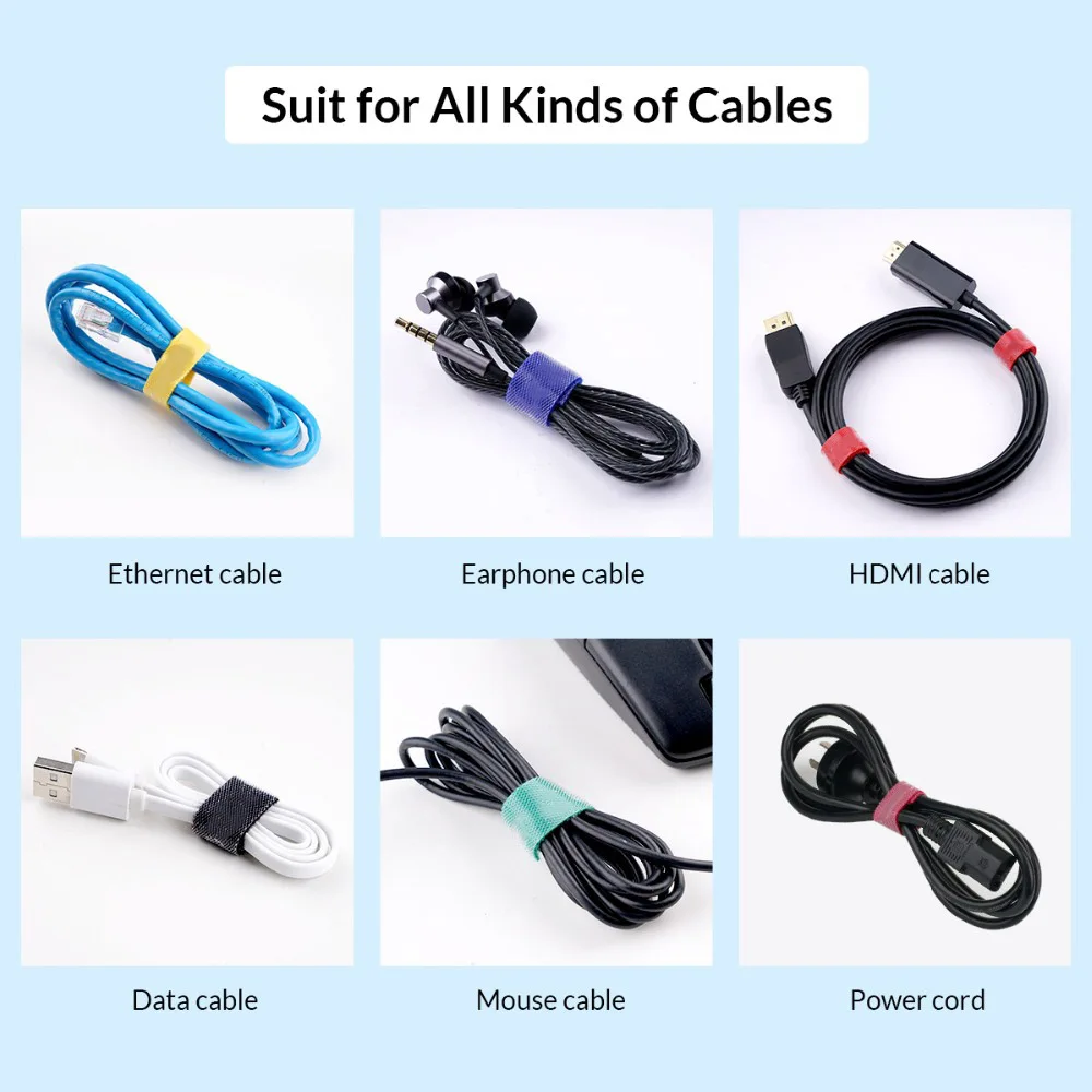 5 м нейлоновые кабельные стяжки шнур органайзера намотки ремень держатель для usb-кабеля протектор наушники провод мыши управление для домашнего офиса