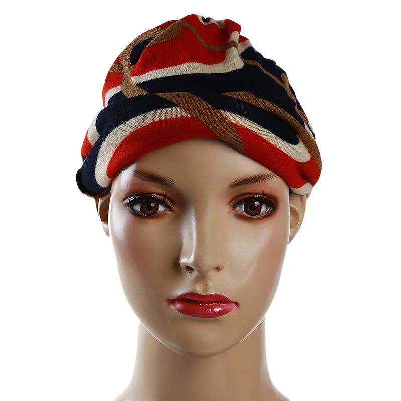 Летняя многофункциональная женская шапка, шарф, хип-хоп кепка в полоску Шапочка в стиле хип-хоп, весенняя и осенняя Кепка, Женская круглая шапочка - Цвет: red