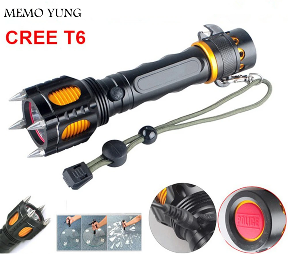 2017 New best tactical flashlight cree led T6 flashlight self defense