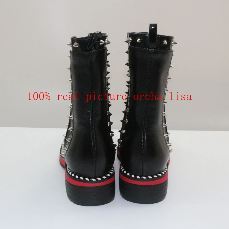 ORCHA LISA/ботильоны для женщин из натуральной кожи; ботинки на плоской подошве; женская обувь для верховой езды на платформе; сезон весна-осень; женская обувь с заклепками; botas; S640c
