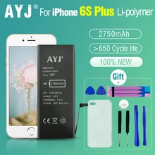 AYJ Новая батарея для iPhone 6s Plus 6s plus Замена реальная Высокая емкость 2750 мАч с бесплатными инструментами набор батареек чехол в виде кассеты