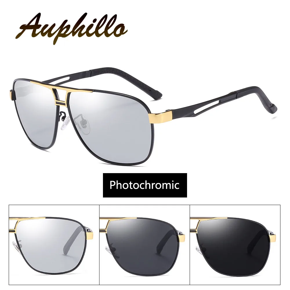 AUPHILLO Superior Quality Sunglasses Polarized Men Photochromic Sunglasses Driver's Driving Glasses Classic Retro Sun glasses