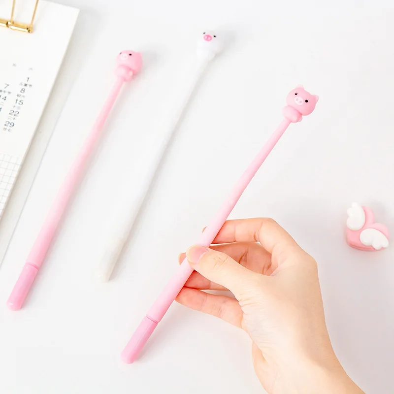 

24 Pcs Creative Cartoon Silicone Rod Powder Fat Pig Gel Pen Student Office Stationery Gel Pen Wholesale