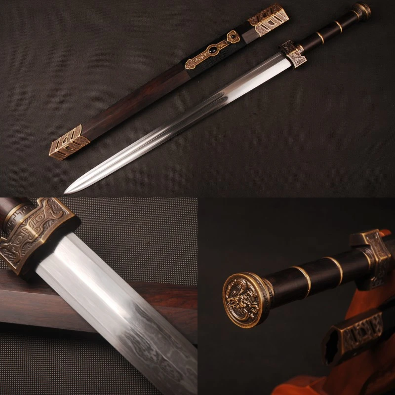 Accesorios de Latón chino Ru Yi han Jian plegada Acero Doble Ranura Han Jian espada