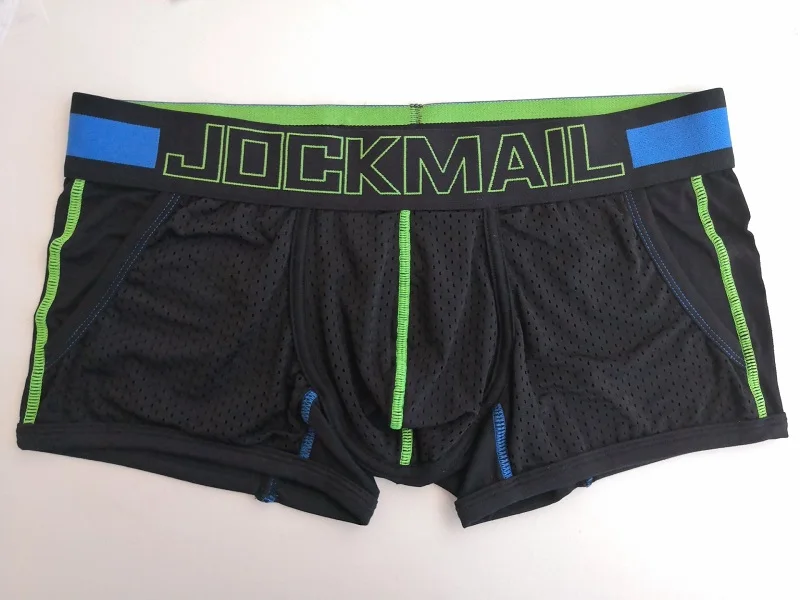 JOCKMAIL бренд нижнее бельё для девочек для мужчин боксер сетки U Чехол пикантные под брюки Cueca хлопок плавки, шорты-боксеры Гей Мужской трус