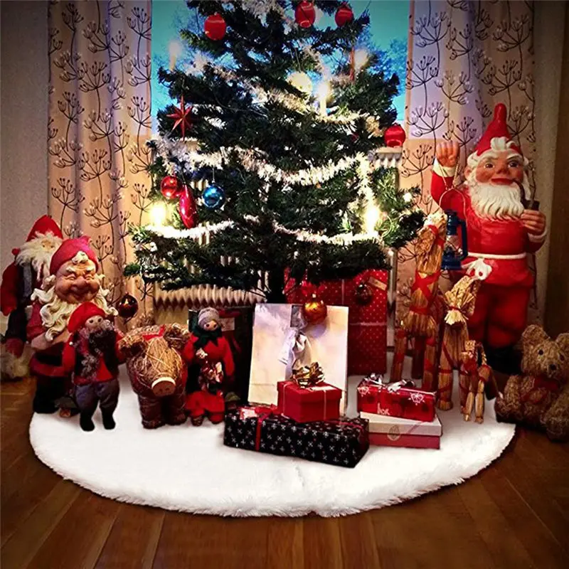 New Year Home Outdoor Decor Event Party Tree Skirts Creative White Plush Christmas Fur Carpet Xmas Decoration | Дом и сад