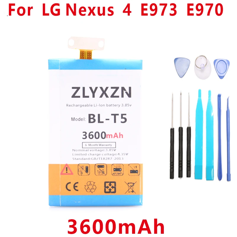 

3600mAh BL-T5 Battery For LG Nexus 4 Battery Google4 E973 E970 E960 F180 For LG BL T5 Google Nexus4 E975 Battery