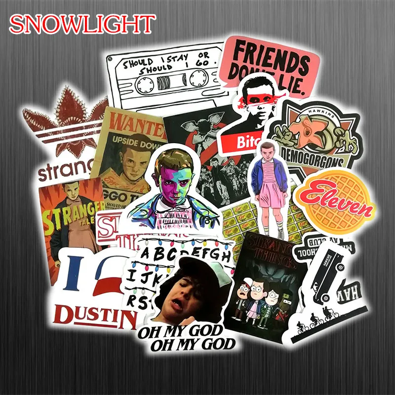 19Pcs/set American  Stranger Things Personality Sticker Decal For Motorcycle Laptop Phone Cool Skateboard Car Funny Stickers