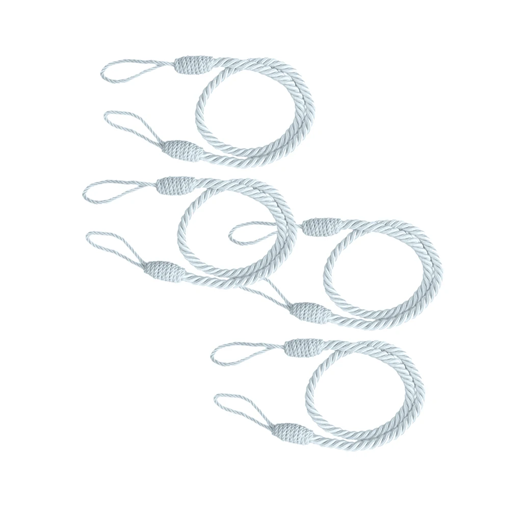 4 PCS Rope Curtain Tiebacks Tassel Thick Twisted Living Room Bedroom Decoration Silver Grey