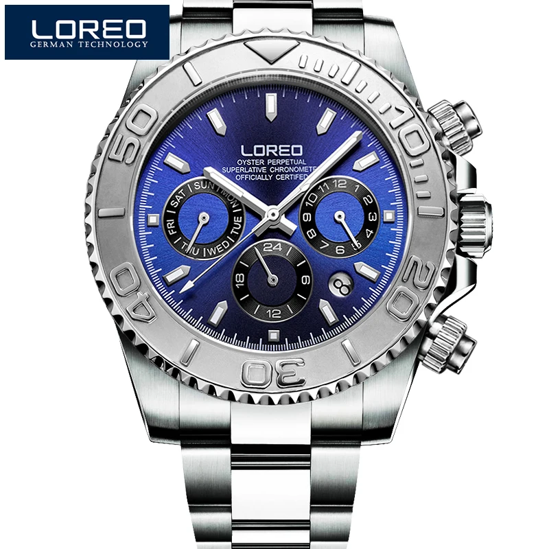 

2017 Fashion Luxury Brand LOREO Sports Watches Waterproof Full Steel Genuine automatic mechanical waterproof luminous male watch