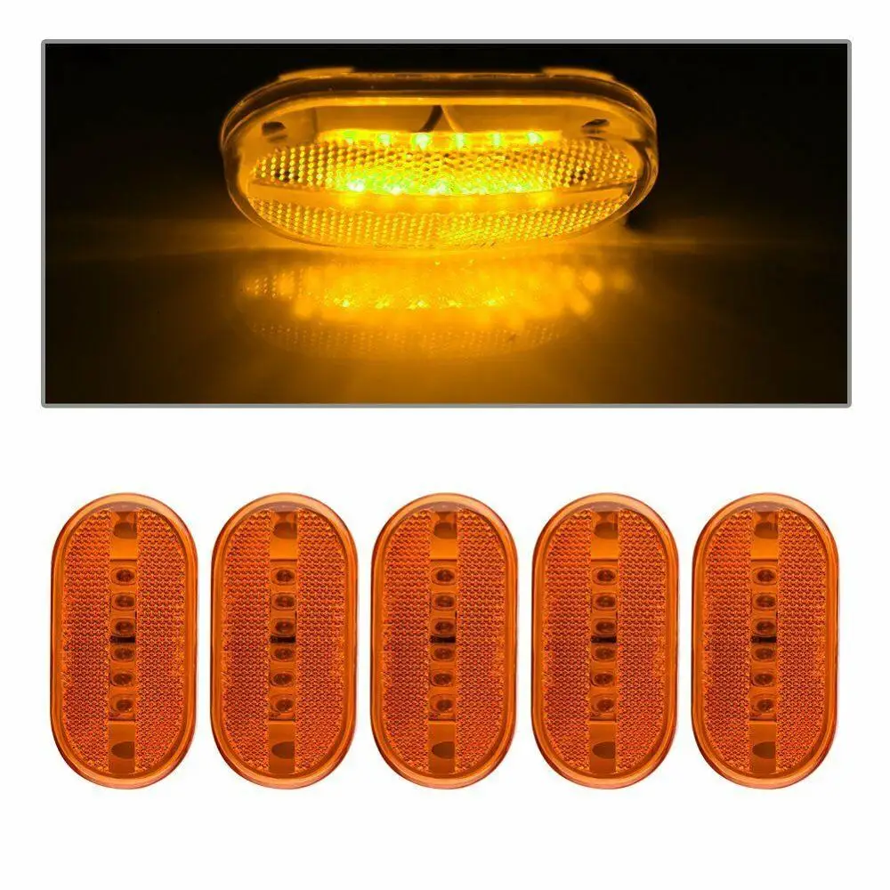 

Fuleem 5PCS 4" x 2" Amber Side Marker LED Light Rectangle Trailer and Clearance Lights 6 LED Sealed Waterproof 12V