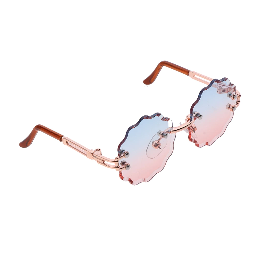 12inch Fashion Doll Clothing Accessory Metal Frame Glasses Wave Lens Sunglasses For Monster High Doll Dress-up Blue Pink Lens