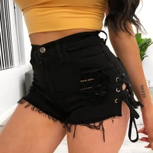 *#Best Price Black Lace-up Destroy Ripped Denim Shorts Summer High Street Casual Jean Shorts High Waist Pocket Women Sexy Hole short jeans *#Best Price Black Lace-up Destroy Ripped Denim Shorts Summer High Street Casual Jean Shorts High Waist Pocket Women Sexy Hole short jeans