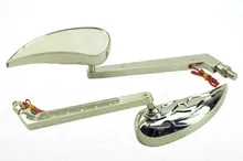 motorcycle partsLED Turn signal Flaming Wedge mirrors fit Superglide Electra Glide CHROME