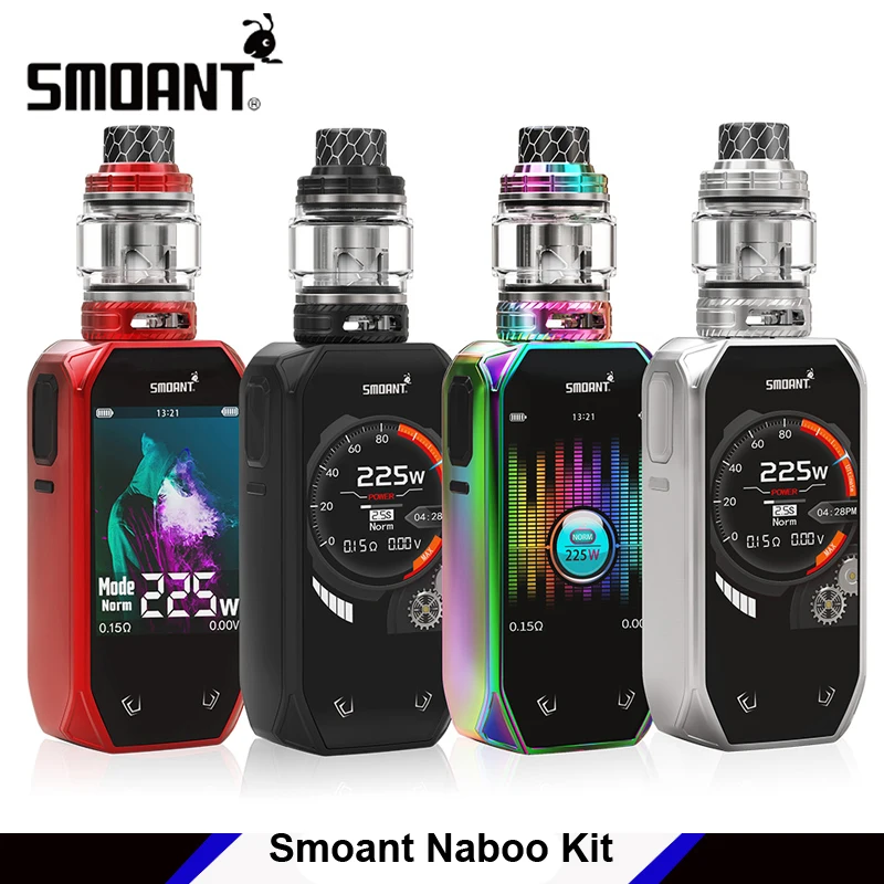 

Original Smoant Naboo 225W TC kit with 2.4 Inch TFT Colorful Screen Box Mod 4ml/2ml Mesh Sub-ohm Tank Updated Ant225 Chipset