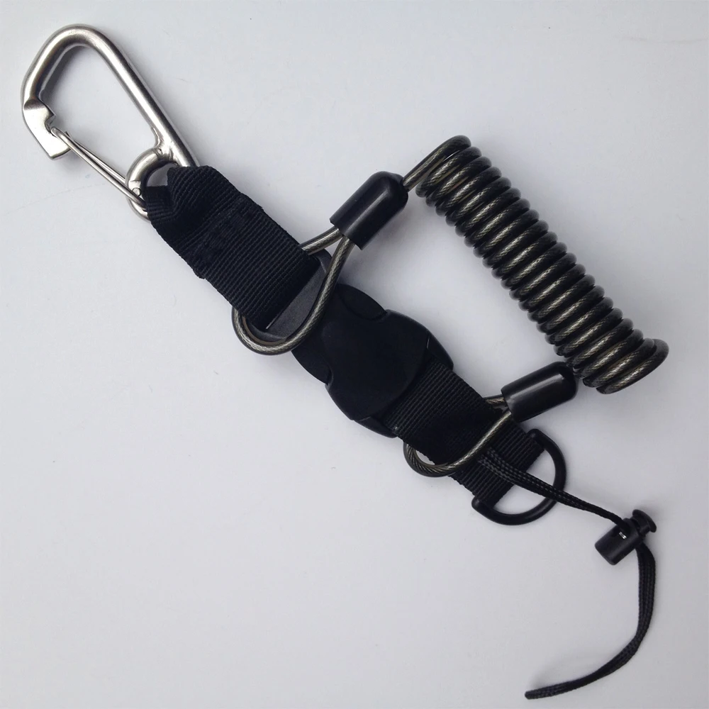 Scuba Diving Coiled Lanyard, Heavy Duty Stainless Steel