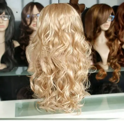 QQXCAIW длинные вьющиеся женские вечерние Natrual блонд 65 см синтетические волосы парики