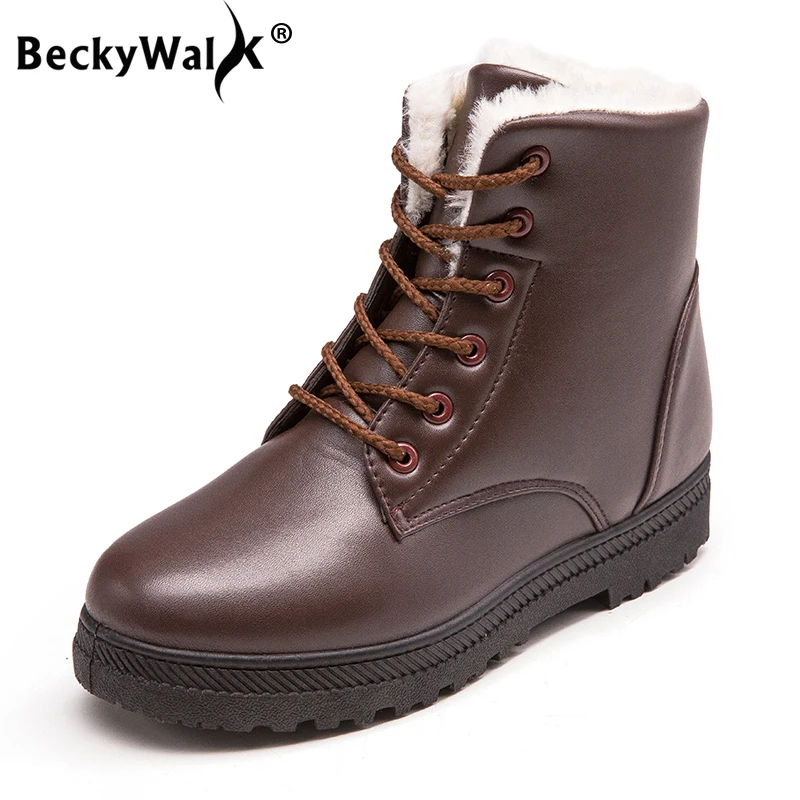 BeckyWalk размера плюс 35 44 женская обувь зимние сапоги женские нескользящие