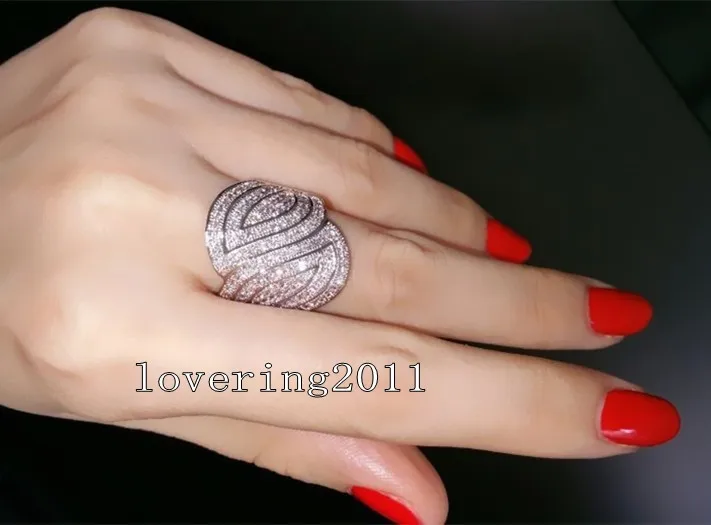 Choucong Pave набор 100 шт камень 5А Циркон Камень 10KT Белое золото Заполненный Обручальное кольцо для женщин Sz 5-11 подарок