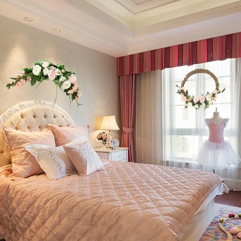 Simulation Camellia Wreath Silk Flower Artificial Flower Wall Hanging Door Decoration Threshold Wedding Decoration Wreath Set