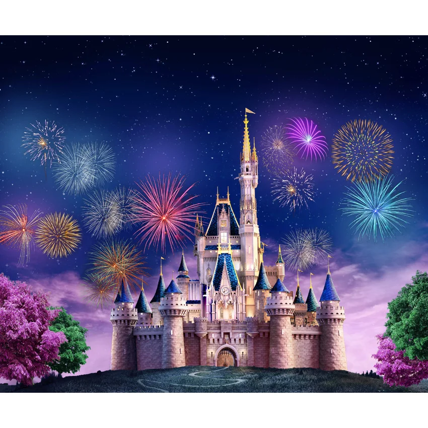 

Horizontal fantastic firework photography backdrop fairyland for photo studio Princes castle f photography background