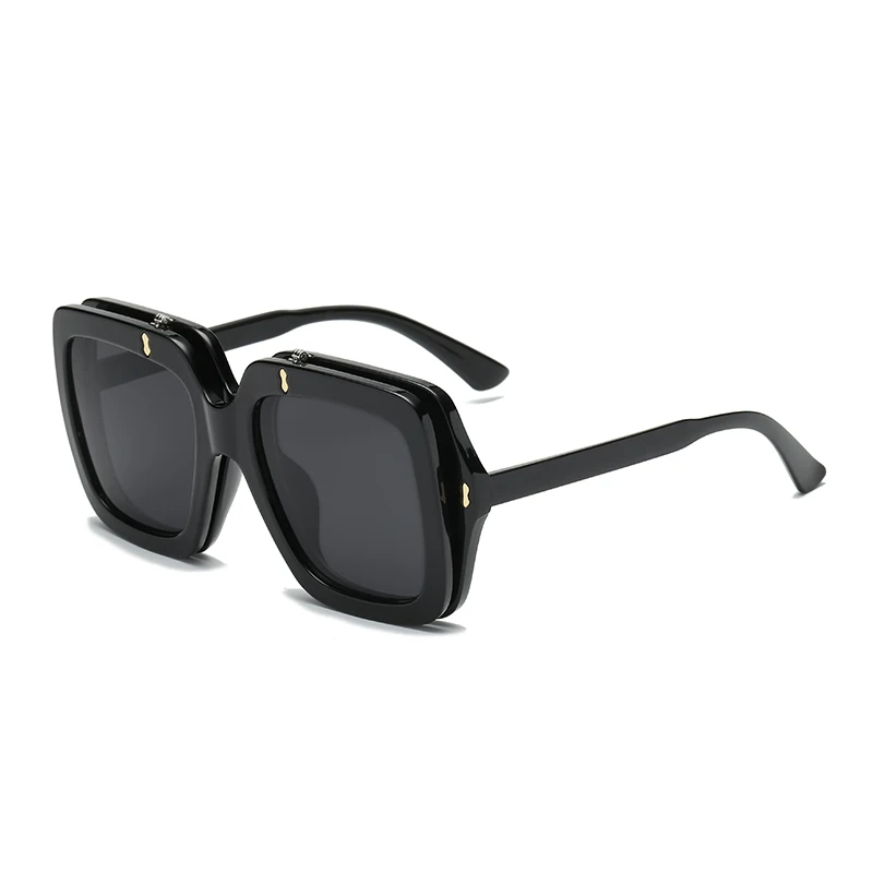 Сова город винтажные Квадратные Солнцезащитные очки для женщин негабаритных солнцезащитных очков роскошные большие Дамские очки Большая оправа для женщин s Оттенки UV400 - Цвет линз: black