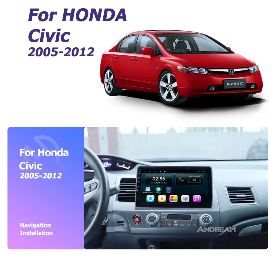 Perfect 10.1 Inch Android 8.1 2G+16G Car GPS Navigation Head Unit Multimedia for Honda Civic 2004-2011 Stereo Bluetooth Radio 2
