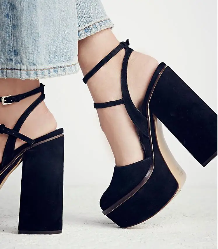 closed toe chunky platform heels