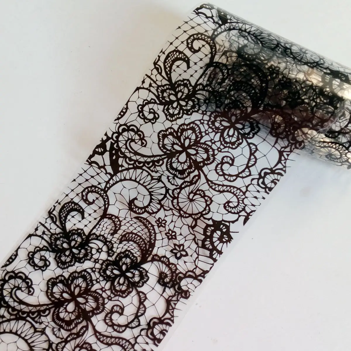

100cm Clear Nail Foil Black White Lace Transfer Sticker Pretty Girl DIY Rose Nail Art Full Cover Tips Manicure Tools