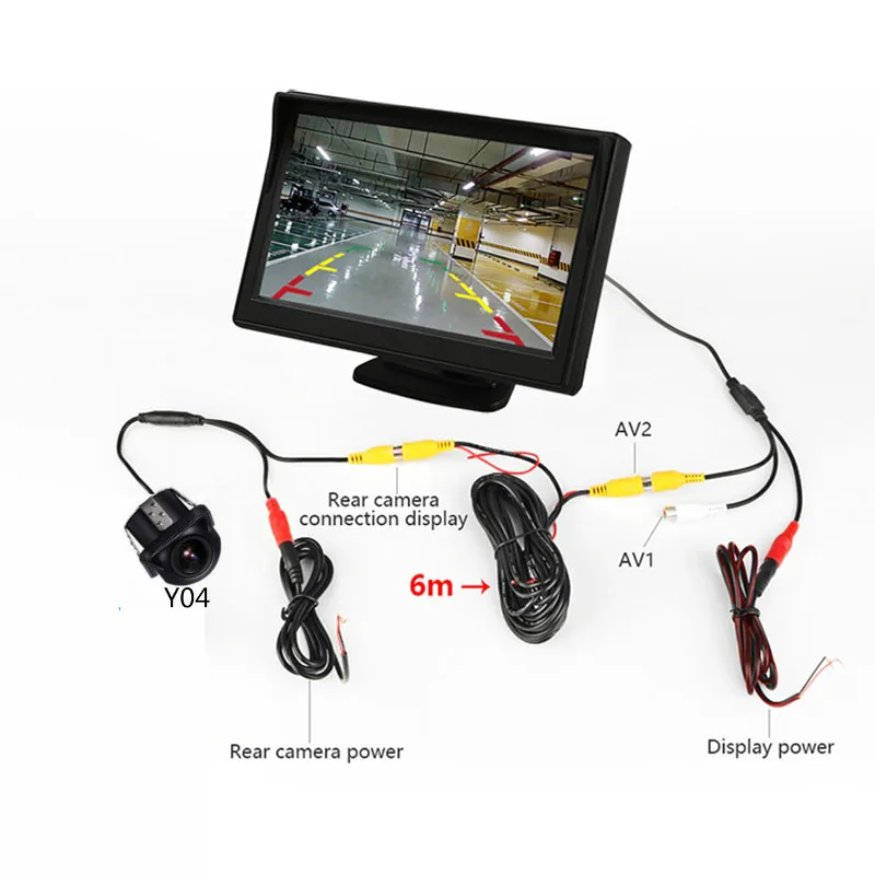 Монитор Do Carro De 4," Tela Para камера заднего вида Reversa Cor TFT Lcd Цифровой HD Polegada PAL/NTSC видеорегистратор Автомобильный видеорегистратор - Название цвета: Y04 camera