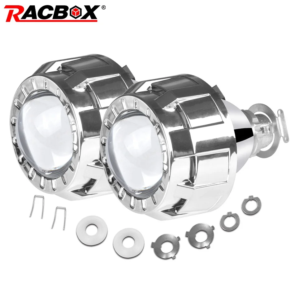 Online RACBOX 2,0 1,8 inch HID Bi Xenon Mini Projektor Linsen für H4 H7 Scheinwerfer Objektiv Auto Retrofit Hallo Low strahl verwenden H1 Xenon Lampen