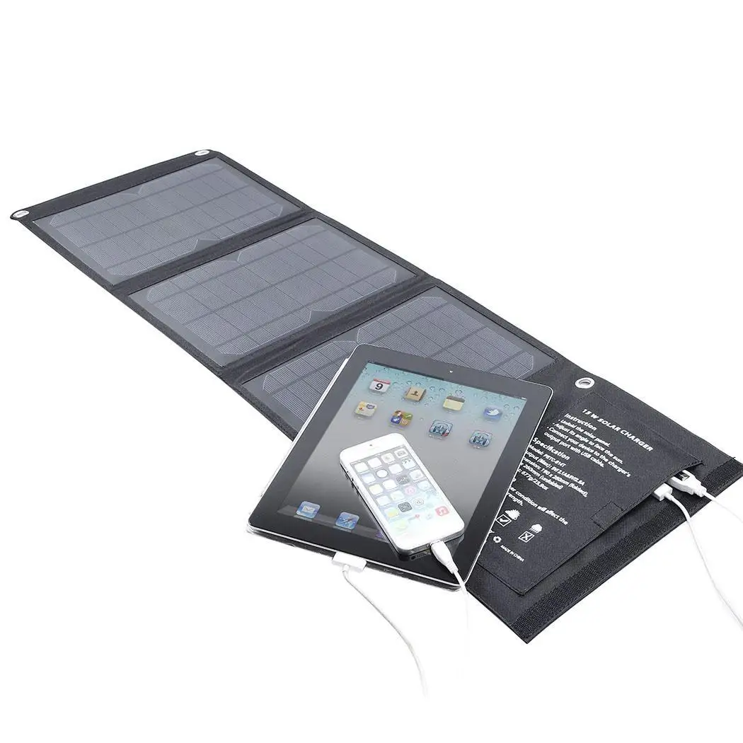 

Portable Foldable Solar Panel Solar Charger With Dual USB Ports For Phone 3H 15W Mobile Phone, Tablet, MP3,etc