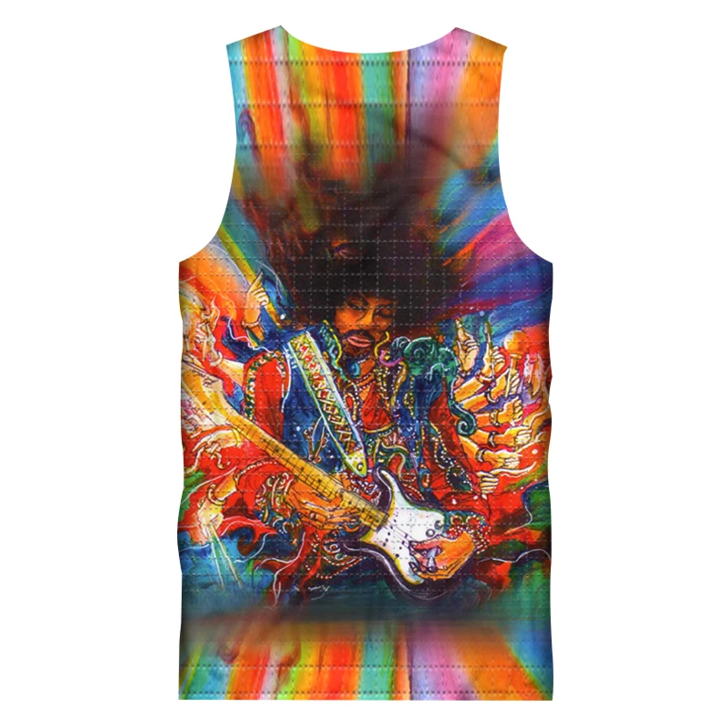 UJWI майка для мужчин забавная 3D цифровая гитара DJ печать Psychedelic рубашки без рукавов унисекс Повседневная Tanktops мужские футболки с круглым вырезом