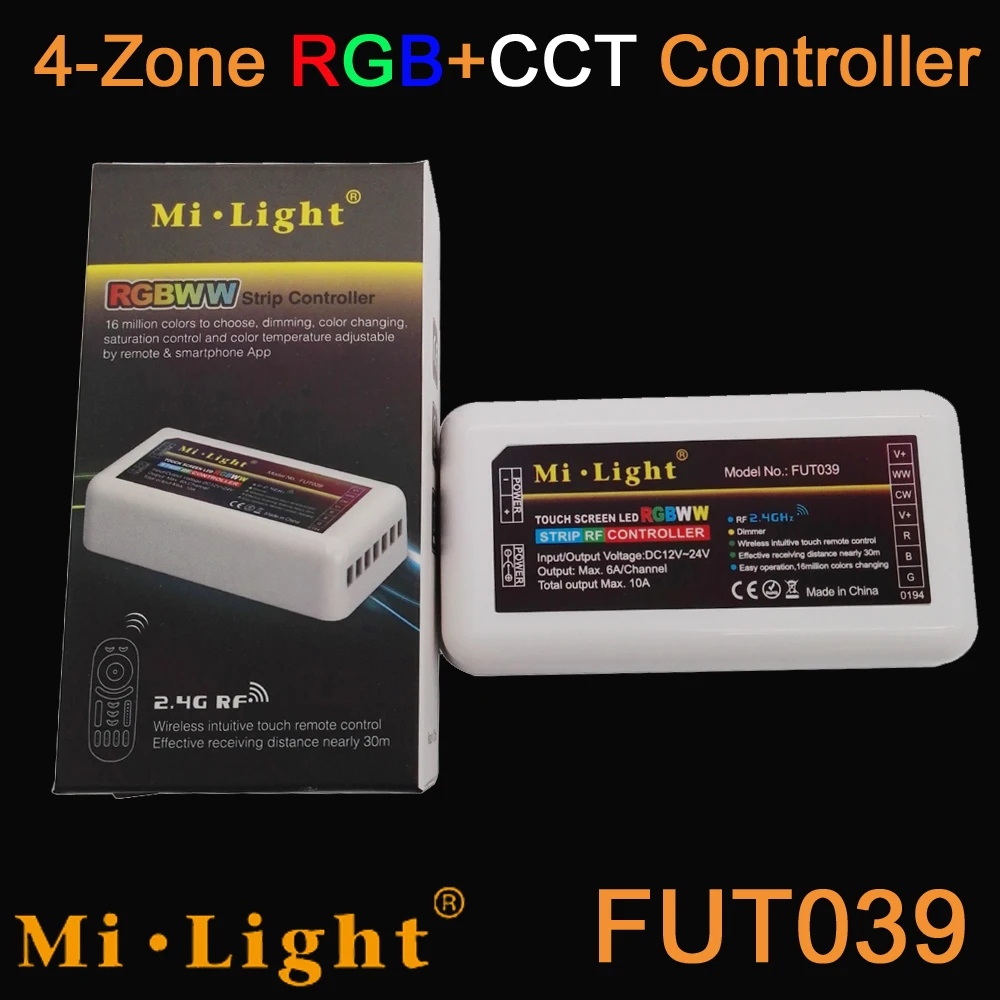 FUT039 Mi. Светильник 2,4G RF беспроводной WiFi совместимый RGBWW светодиодный контроллер DC12-24V для RGB+ CCT RGBWW светодиодный светильник