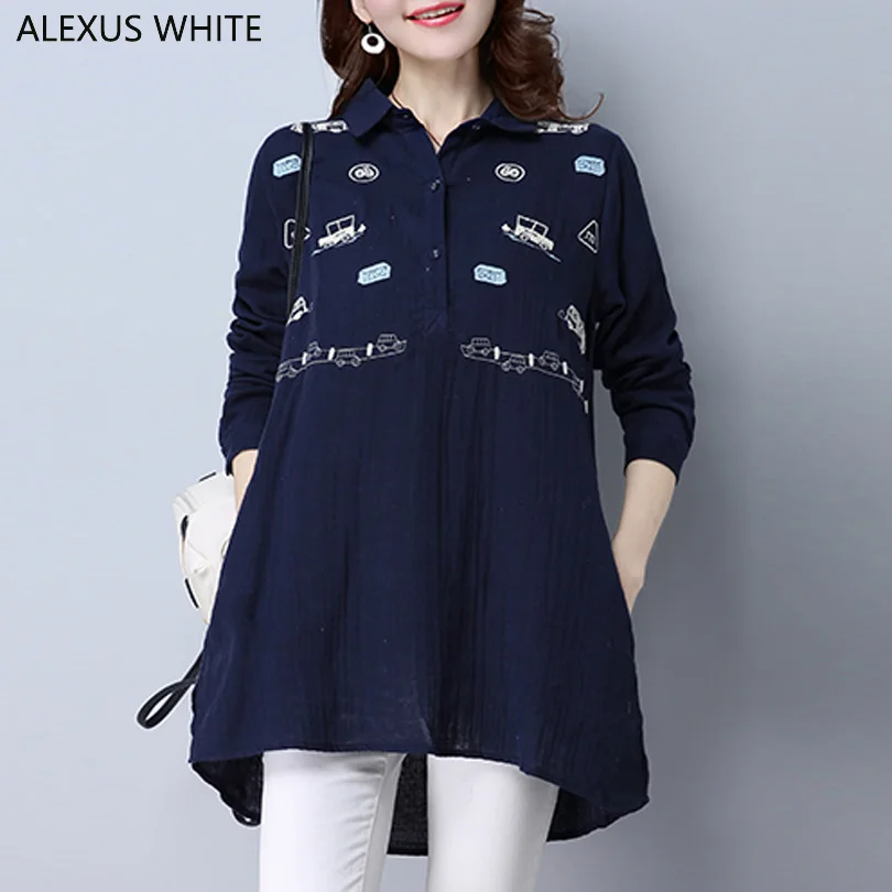 Cotton Linen font b Shirts b font Female 2017 Autumn font b Women s b font