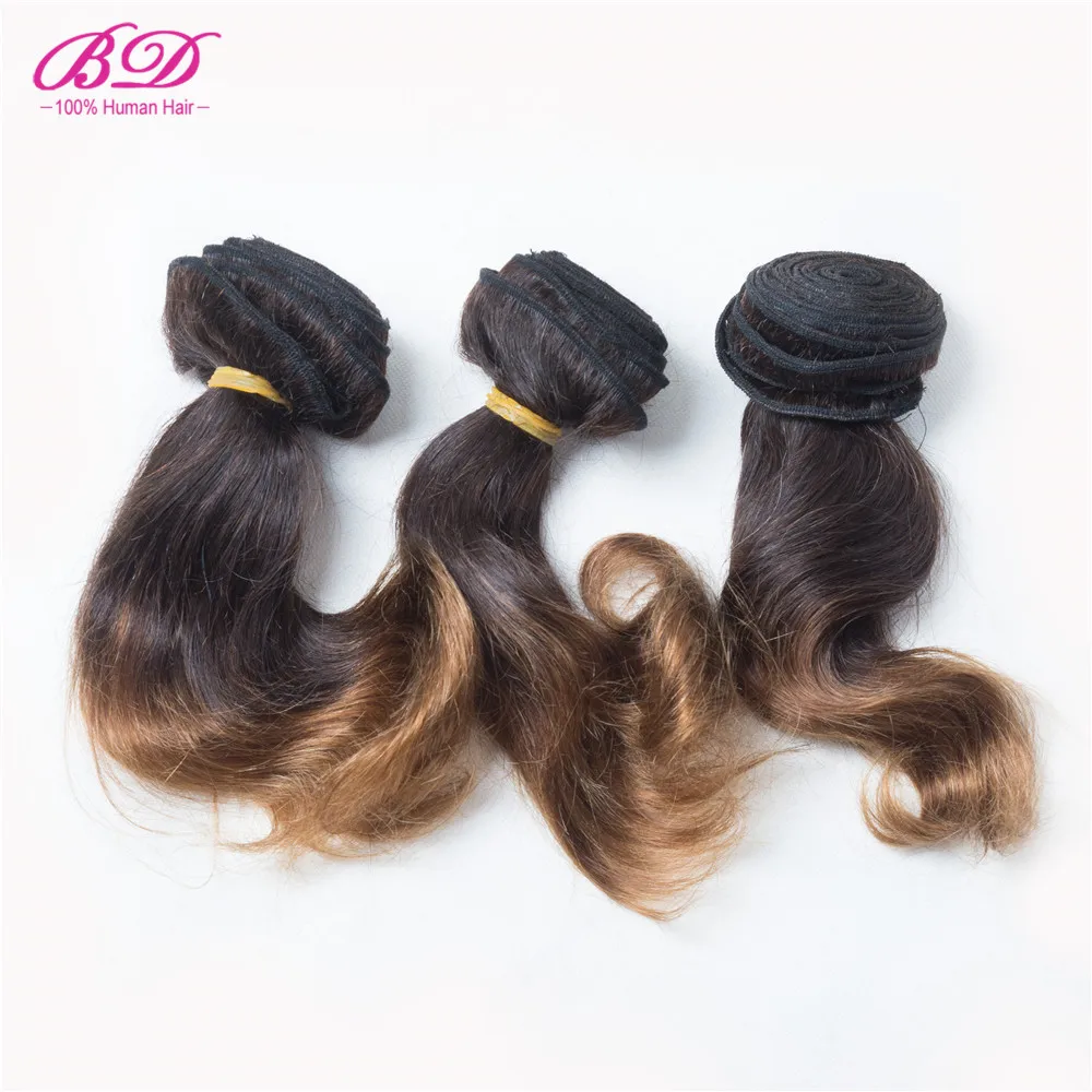 BD волосы 1b/30 волнистые человеческие волосы пучки бразильские волосы remy 10 дюймов Омбре человеческие волосы ткет