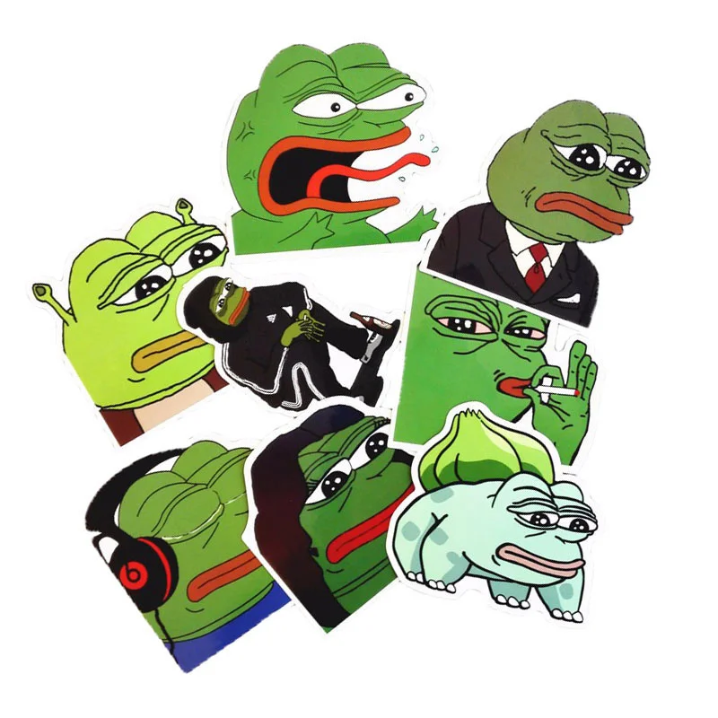 8 шт./лот Pepe Sad Лягушка забавная наклейка для автомобиля ноутбука багаж скейтборд мотоцикл сноуборд телефон наклейка игрушка наклейка s