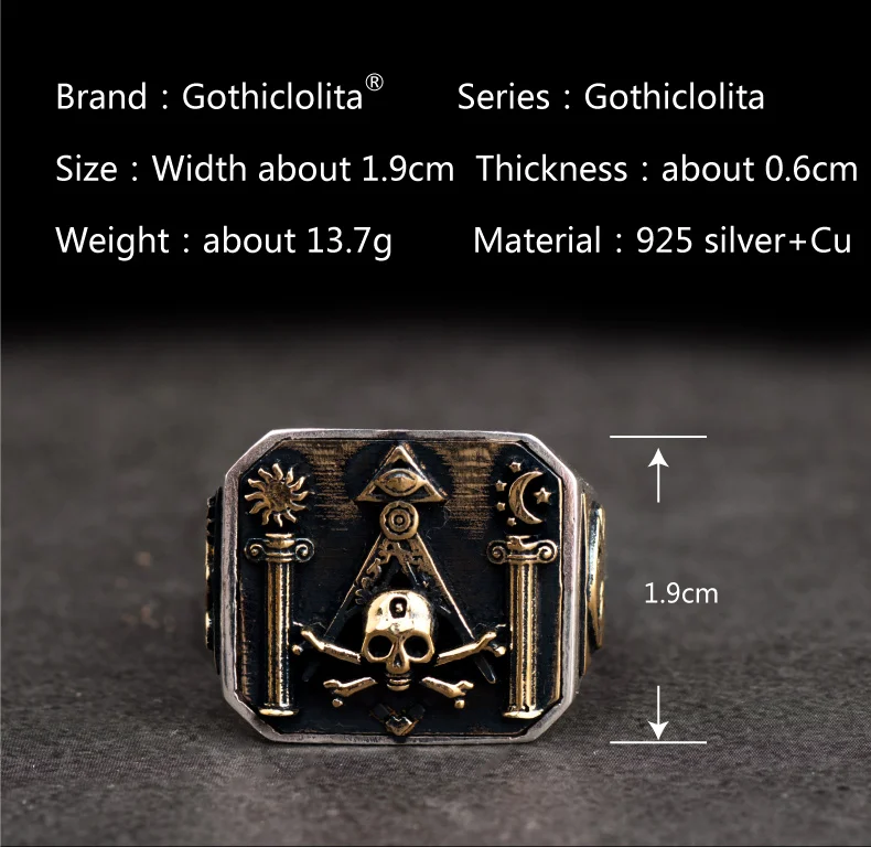 Череп MasonicRing 925 Серебряное кольцо для Для мужчин всеведущий глаз и масоном Тотем ювелирные изделия