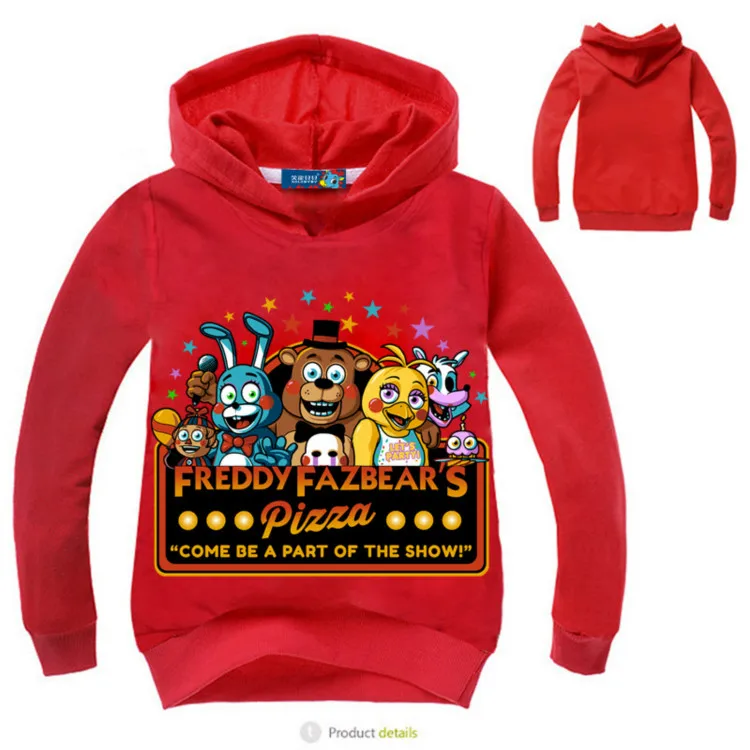 Весенние толстовки с капюшоном Five Nights At Freddy; футболки для девочек; Disfraces Infantiles Camiseta; Одежда для мальчиков; толстовки с капюшоном и длинными рукавами - Цвет: Red