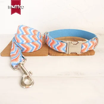 

MUTTCO retailing particular colorful dog collar THE WAVE unique style print dog collars and leashes set 5 sizes UDC064