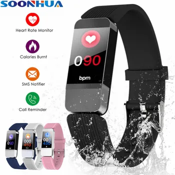 

SOONHUA Waterproof Smart Wristbands OLED Color Screen Bracelet Blood Pressure Real Time Monitor 3D Dynamic UI Call Message Push