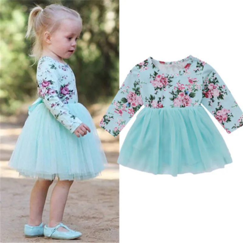 Newborn Kid Cute Baby Girls Clothes Long Sleeve Floral Cotton Party