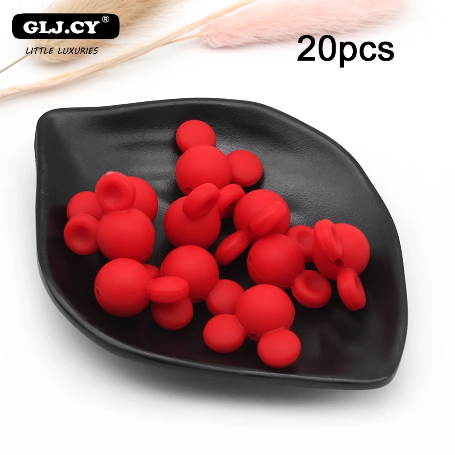20pcs red Новые милые аксессуары 10 шт-20 шт Мини Микки Стиль Силиконовые Бусины BPA бесплатно DIY Уход за ребенком браслет детская соска - Цвет: 20pcs red