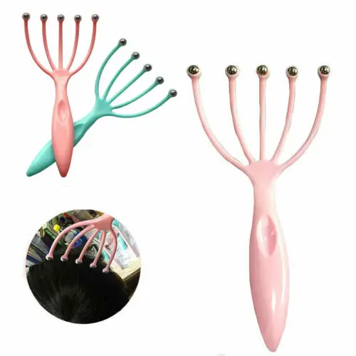 

1Pcs Five Finger Head Relax Massager Hair Held SPA Scalp Neck Stress Relief Massage Release Head Physician Steel Ball Comb